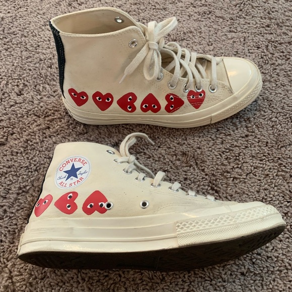 Converse Comme des Garçons Play Multi Heart Chuck Taylor All Star 70 Hi Sneakers - Picture 9 of 15